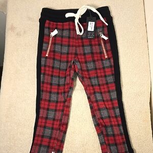 Plaid Kids Joggers with Zipper Pockets
